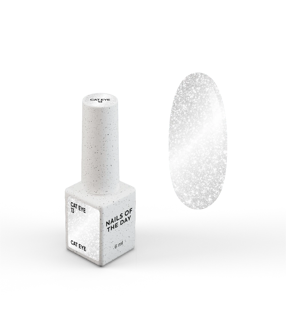 NAILSOFTHEDAY Gel Polish Cat Eye 13 — vernis semi-permanent effet œil-de-chat argenté sur base transparente, 6 ml
