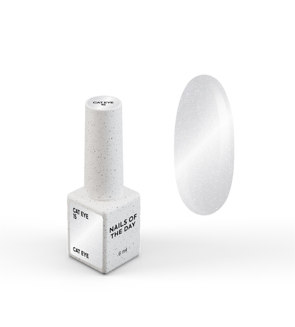 NAILSOFTHEDAY Gel Polish Cat Eye 15 — vernis semi-permanent effet œil-de-chat argenté sur base transparente, 6 ml
