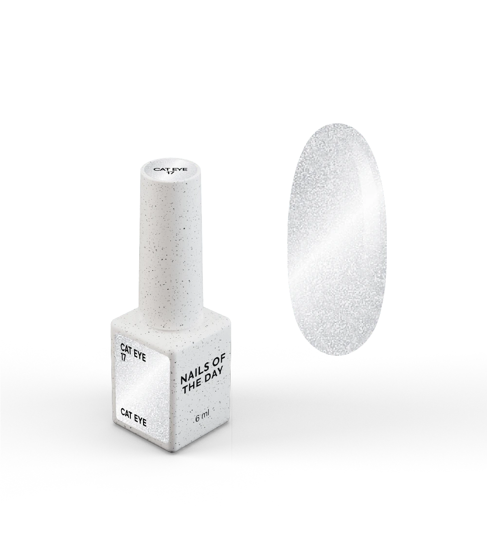 NAILSOFTHEDAY Gel Polish Cat Eye 17 — vernis semi-permanent effet œil-de-chat argenté sur base laiteuse, 6 ml
