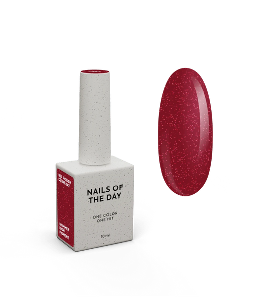 NAILSOFTHENIGHT Let's special Céline - verniz gel vermelho escuro com glitter vermelho a cobrir uma camada, 10 ml