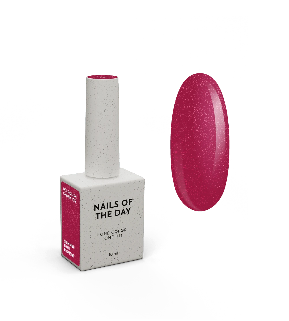 NAILSOFTHEDAY Let’s Special Charm — un esmalte semipermanente de color rosa frambuesa vibrante con un fino brillo, que ofrece cobertura completa en una sola capa, 10 ml.