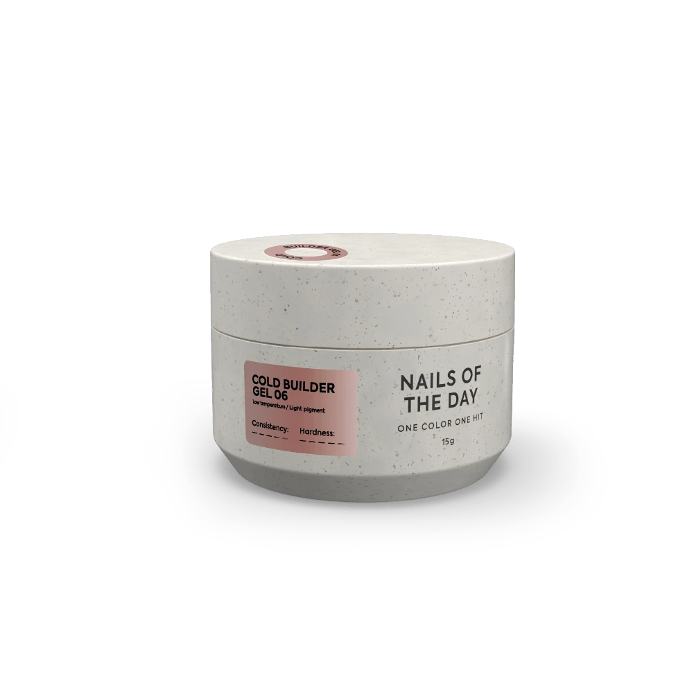 NAILSOFTHEDAY Cold Builder Gel 06 — warm nude builder gel for nail extensions, 15 ml.