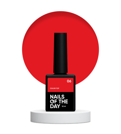 NAILSOFTHEDAY Color Top 06 — top coat rouge classique et intense sans couche collante pour ongles, 10 ml.