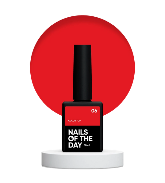 NAILSOFTHEDAY Color Top 06 — clásico rojo intenso sin capa pegajosa, 10 ml.