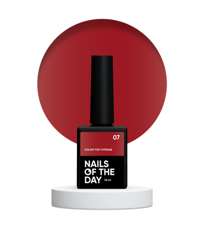 NAILSOFTHEDAY Color Top Vitrage 07 — top coat effetto vetrata bordeaux profondo e semitrasparente senza strato appiccicoso per unghie, 10 ml.