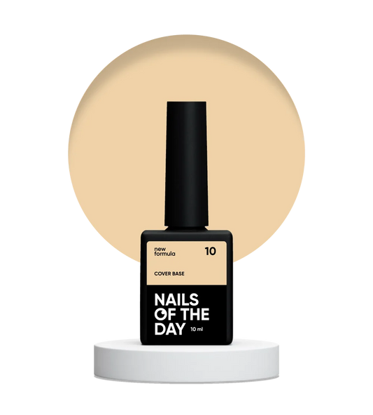 Nailsoftheday Cover base NEW Formula 10 — персикове камуфлююче базове покриття для нігтів, 10 ml