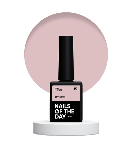 Nailsoftheday Cover base NEW Formula 15 — natural nude camouflage base coat for nails, 10 ml