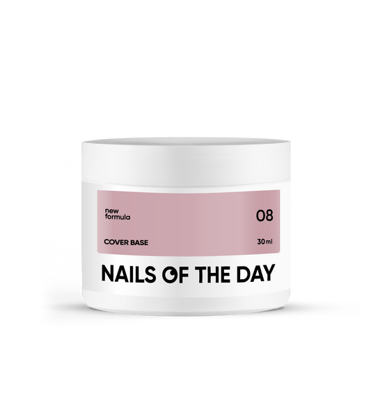 Nailsoftheday Cover base NEW Formula 08 — camouflaging base cover for nails in cappuccino color, 30 ml