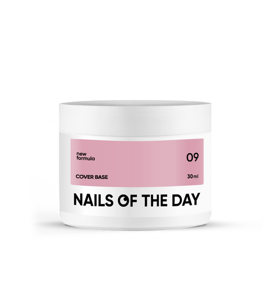 Nailsoftheday Cover base NEW Formula 09 — camouflage base coat for nails in the color of modern nude, 30 ml