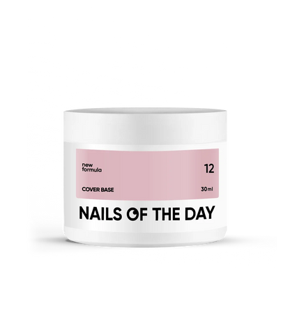 Nailsoftheday Cover Base NEW Formula 12 — base camufladora bege-rosa suave para unhas, 30 ml.