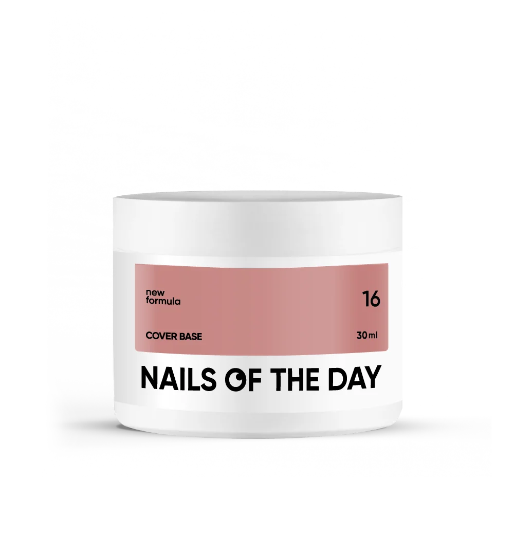 Nailsoftheday Cover Base NEW Formula 16 — base camuflante nude naturale scuro per unghie, 30 ml.