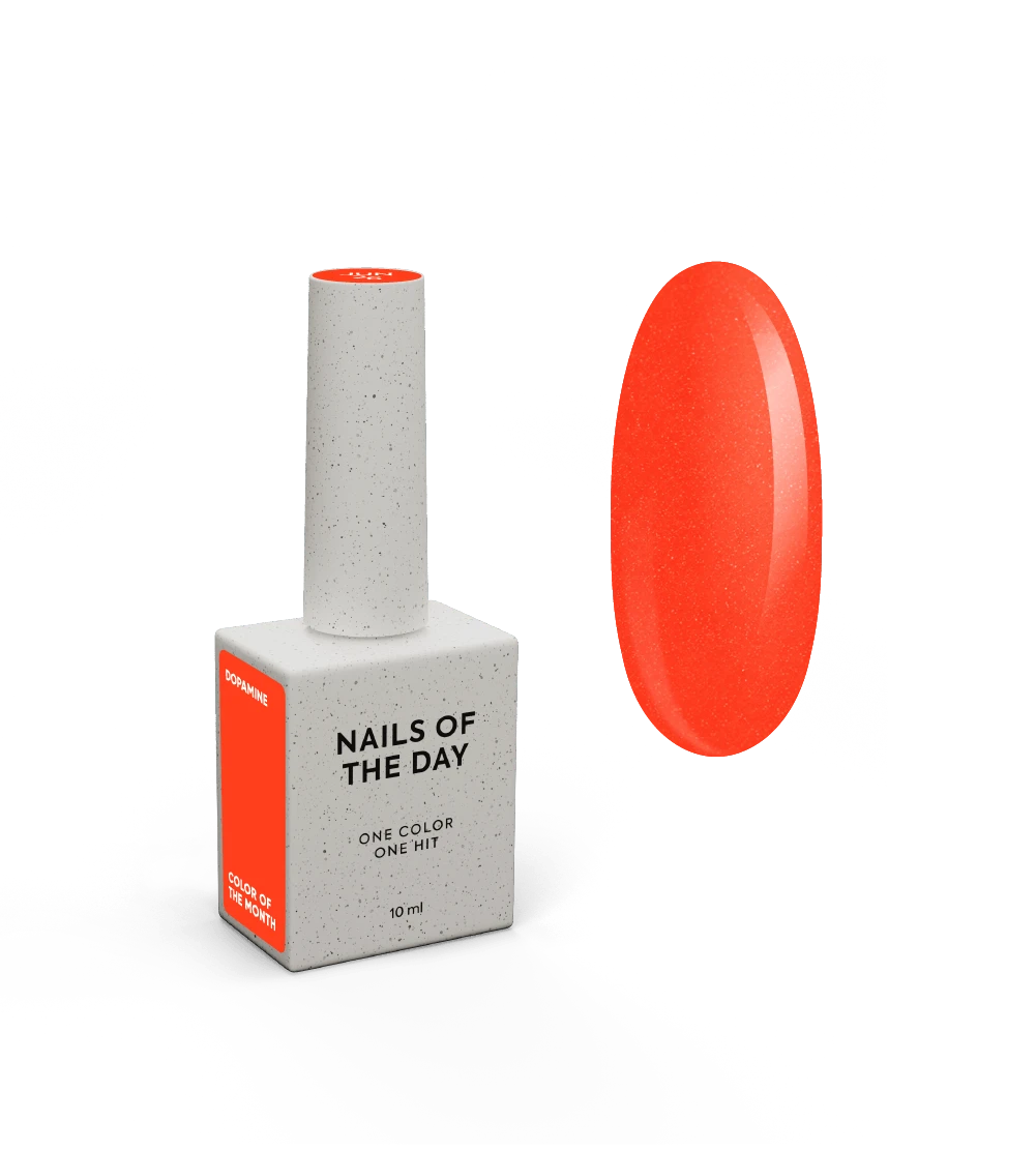 NAILSOFTHEDAY Color of the Month Giugno 2026 Dopamine — lampone aranciato con una leggera luminosità, coprente in uno strato, 10 ml