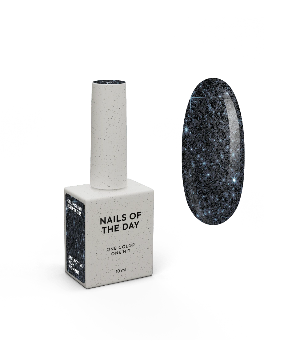 NAILSOFTHEDAY Gel Polish Eclipse — esmalte semipermanente negro-azul reflectante, 10 ml