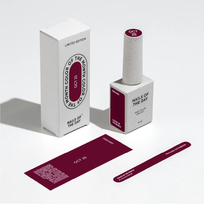 NAILSOFTHEDAY Color of the Month October 2025 Toscano — burgundy shade, full coverage in one coat, 10 ml