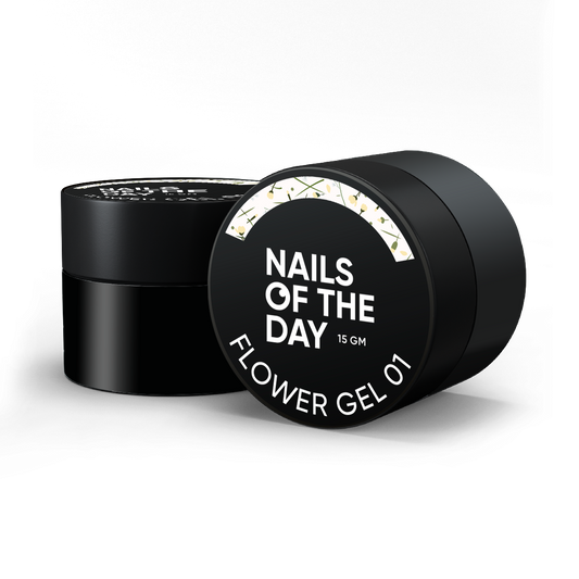 NAILSOFTHEDAY Build gel Flower 01 — gel de construction transparent avec fleurs sèches pour ongles, 15 ml