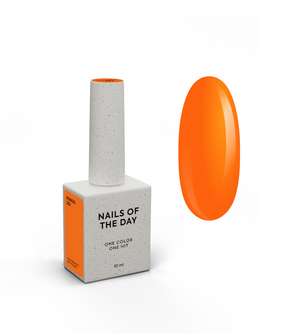 NAILSOFTHEDAY Gel Polish Mango-223 — esmalte semipermanente naranja neón con cobertura total en una sola capa, 10 ml