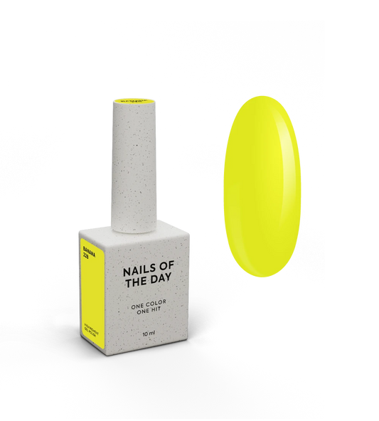 NAILSOFTHEDAY Gel Polish Banana-228 — verniz semipermanente amarelo néon com cobertura total numa única camada, 10 ml