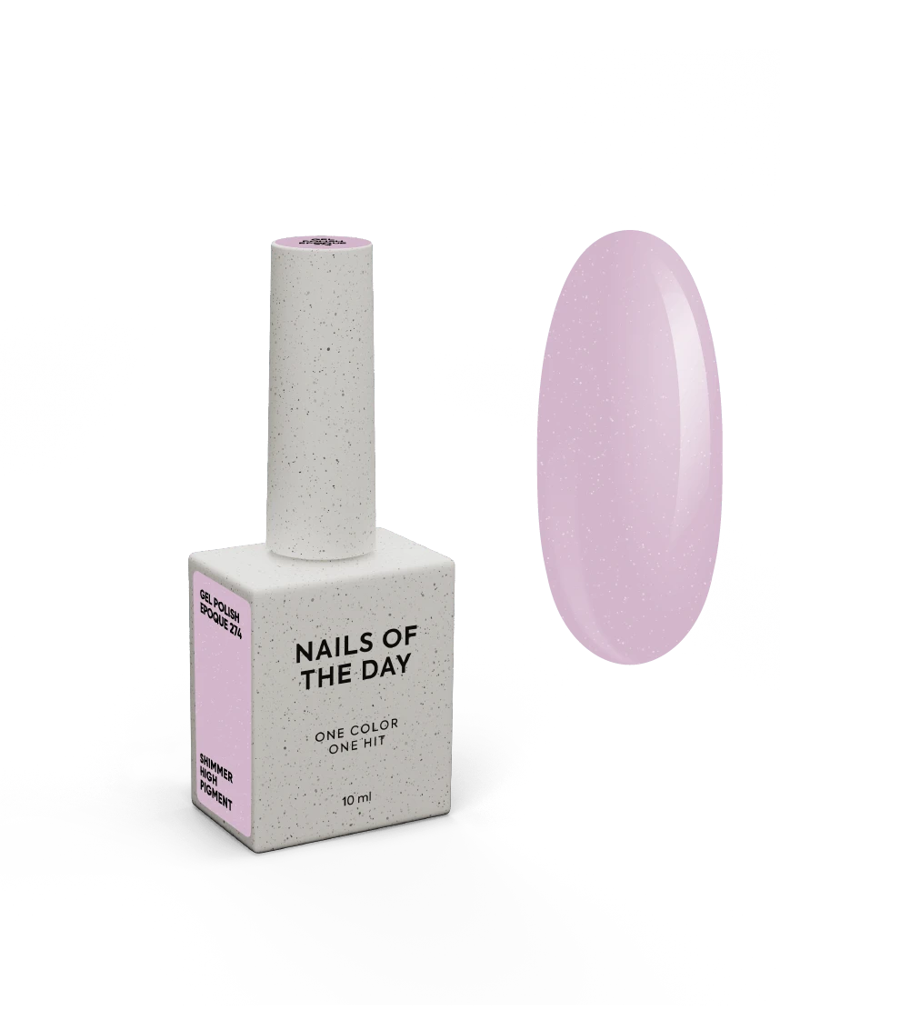 NAILSOFTHEDAY Gel Polish Epoque 274 — vernis semi-permanent mauve poudré avec shimmer, couvrant en une seule couche, 10 ml
