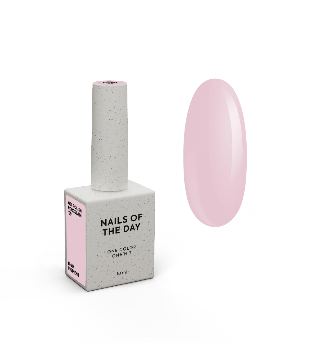 NAILSOFTHEDAY Gel Polish Porcelain 179 — vernis semi-permanent rose poudré délicat, couvrant en une seule couche, 10 ml