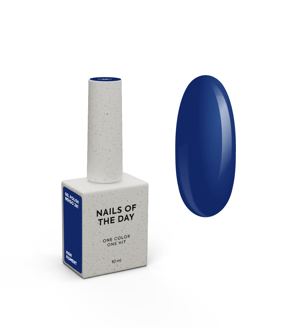 NAILSOFTHEDAY Gel Polish Indigo — esmalte semipermanente azul índigo intenso con cobertura completa en una sola capa. 10 ml.