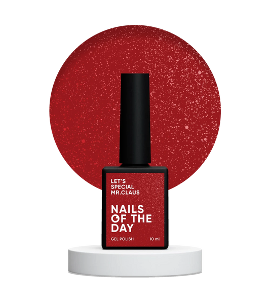 NAILSOFTHEDAY Let’s Special Mrs. Claus — un esmalte de color rojo intenso con un fino brillo, que ofrece cobertura completa en una sola capa, 10 ml.