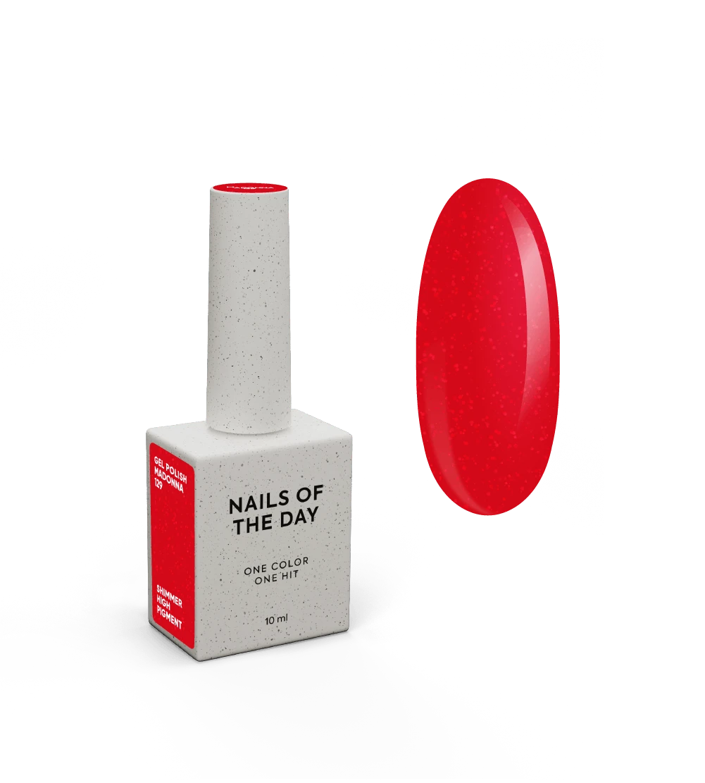 NAILSOFTHEDAY Rendiamo speciale Madonna: smalto gel rosso glitter coprente uno strato, 10 ml