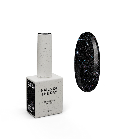 NAILSOFTHENIGHT Esmalte em gel Manhattan - preto com esmalte em gel reflexivo brilhante holográfico, 10 ml