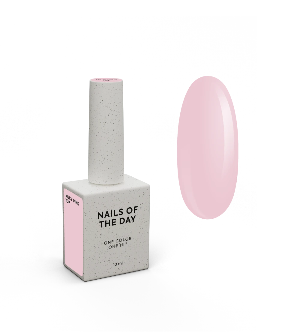 NAILSOFTHEDAY Top rosa leitoso - top rosa leitoso suave sem camada pegajosa para unhas, 10 ml