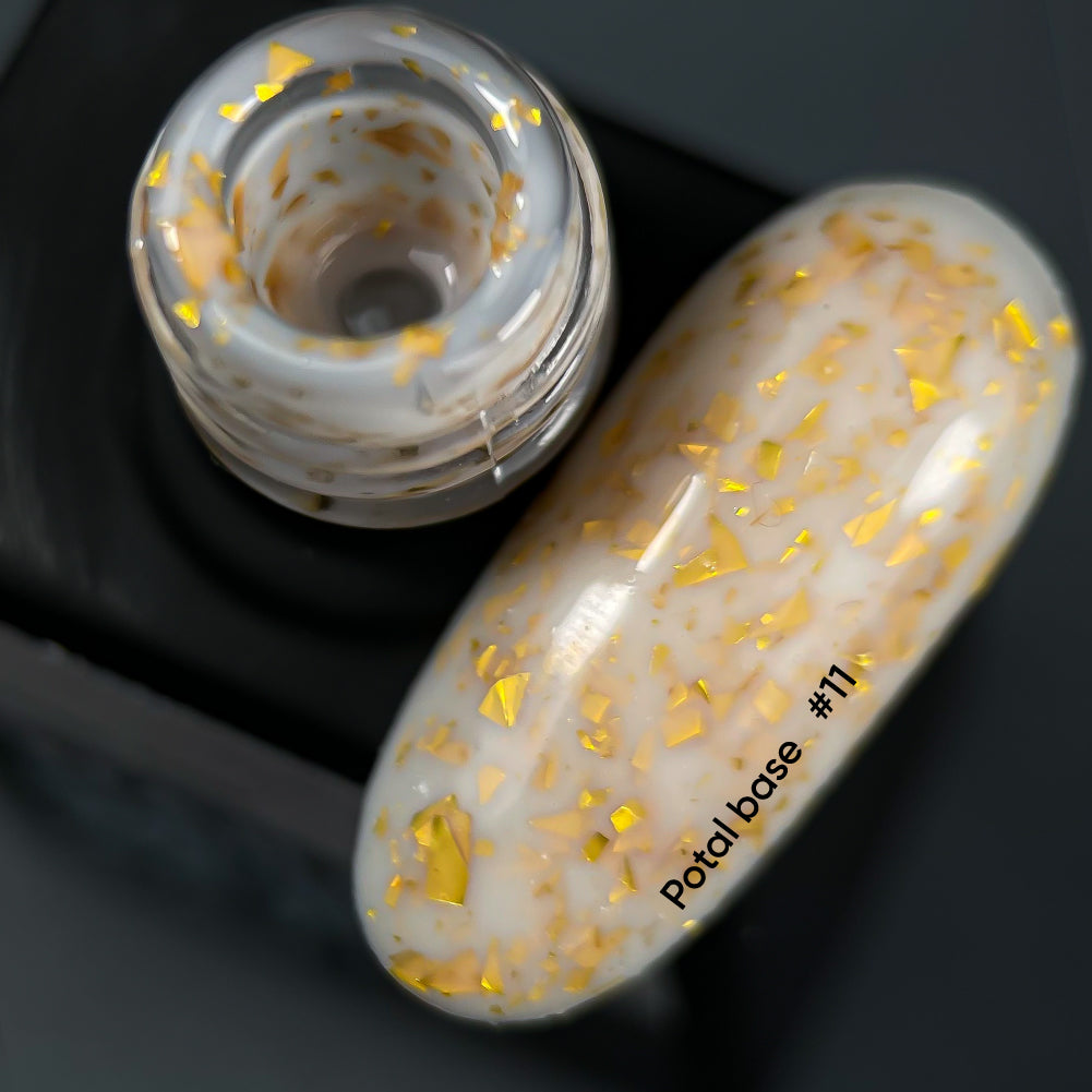 NAILSOFTHEDAY Potal base 11 - base latte con potale dorato, 10 ml