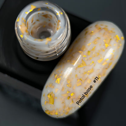 NAILSOFTHEDAY Potal base 11 - base latte con potale dorato, 10 ml