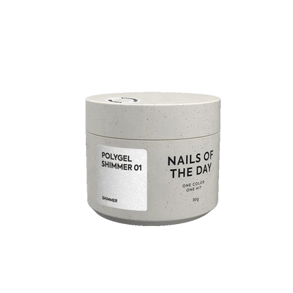 NAILSOFTHEDAY Polygel shimmer 01 — Polygel bianco con grana fine shimmer, 30 g