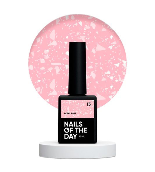 NAILSOFTHEDAY Potal base 13 – light pink base with white stylish potal, 10 ml