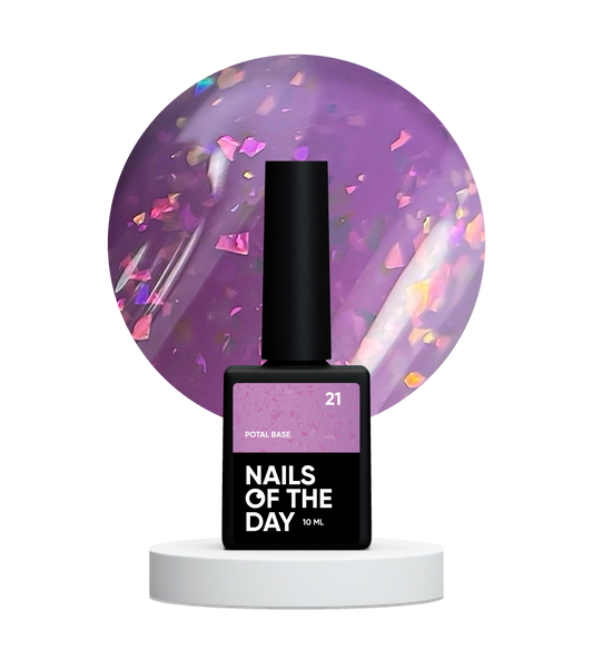 NAILSOFTHEDAY Potal base 21 – violet/lilac base with holographic stylish potal, 10 ml