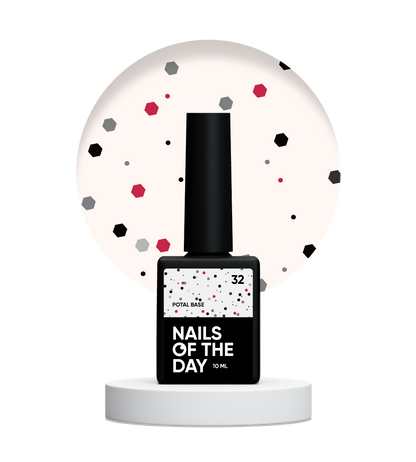 NAILSOFTHEDAY Potal base 32 — молочна база з чорними та червоними блискітками, 10 мл