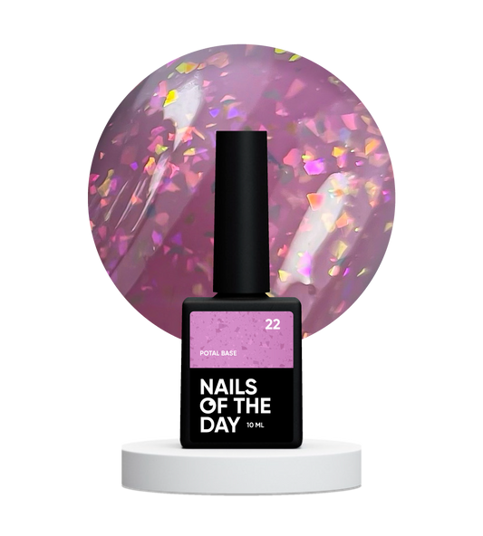 NAILSOFTHEDAY Potal base 22 – pink-lilac base with holographic stylish potal, 10 ml