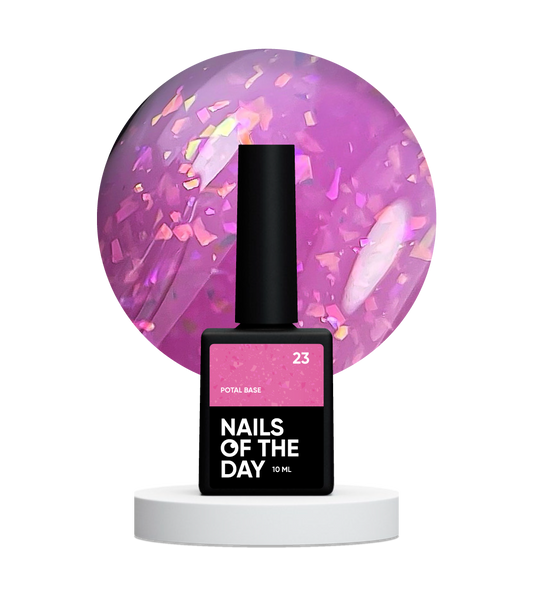 NAILSOFTHEDAY Potal base 23 – fuchsia base with holographic stylish potal, 10 ml