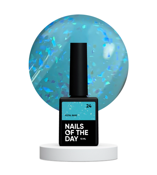 NAILSOFTHEDAY Potal base 24 – azure/bright blue base with stylish potal holographics, 10 ml