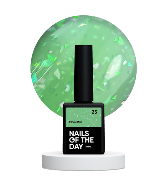 NAILSOFTHEDAY Potal base 25 – lime/lime base with stylish potal holographics, 10 ml