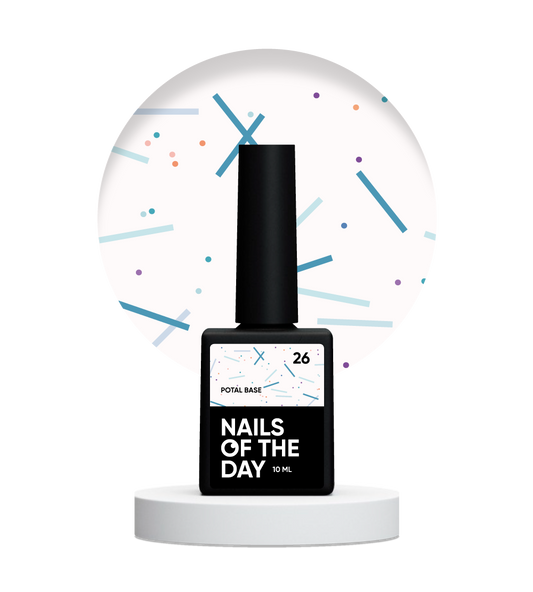 NAILSOFTHEDAY Potal base 26 – vanilla-milk base with neon sparkles, 10 ml