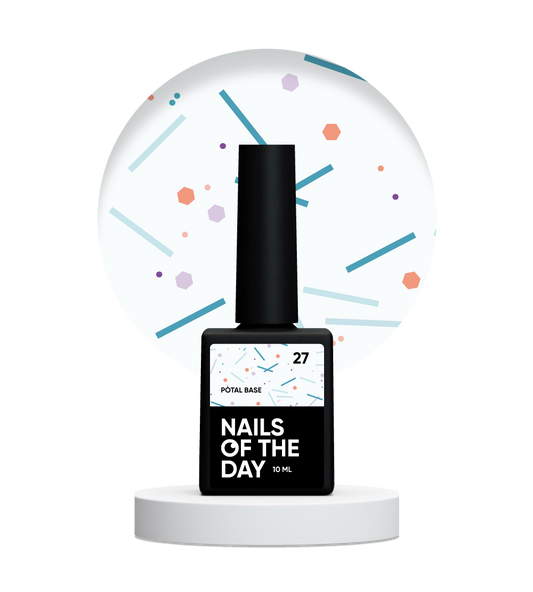 NAILSOFTHEDAY Potal base 27 – gentle milky base with neon sparkles, 10 ml