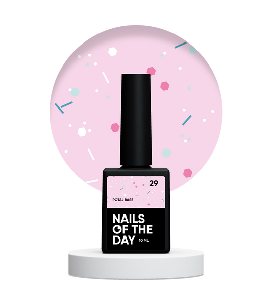 NAILSOFTHEDAY Potal base 29 – milky pink base with neon sparkles, 10 ml