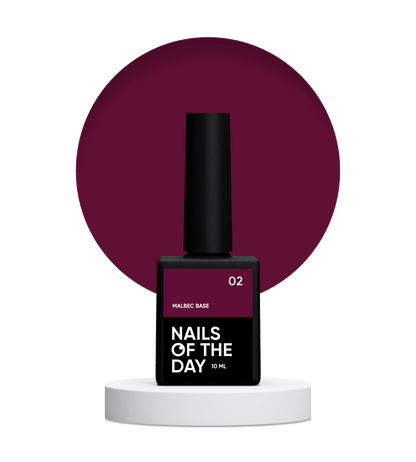 NAILSOFTHEDAY Malbec base 02 – вітражна червоно-бордова база, 10 мл