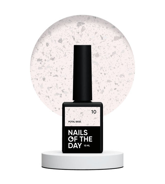 NAILSOFTHEDAY Potal base 10 - cold milk base for nails with silver potal, 10 ml