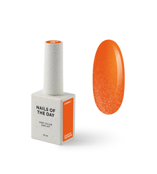 NAILSOFTHEDAY Color of the month January 2025 Vitamin C — cor do mês, laranja intenso com fino brilho que cobre em uma camada, 10 ml.