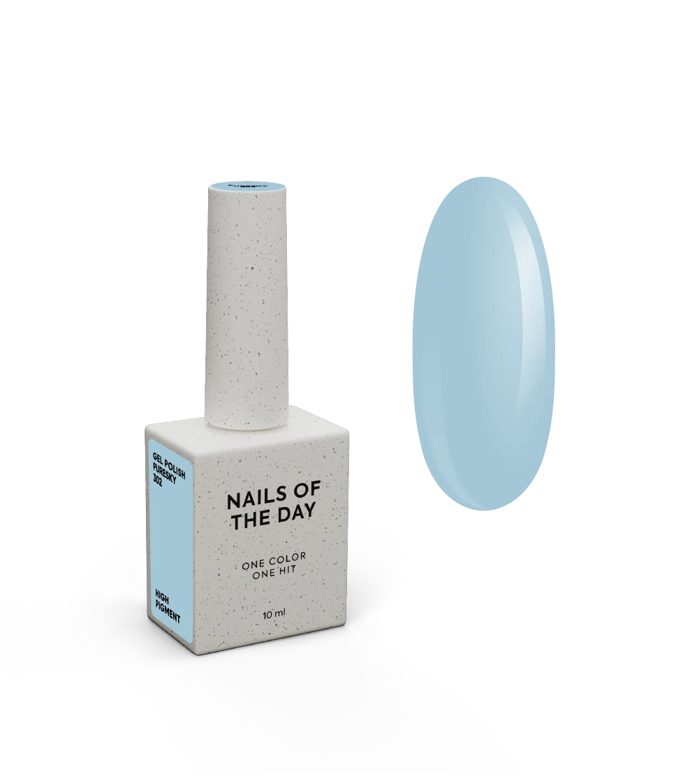 NAILSOFTHEDAY Gel Polish Puresky — vernis gel bleu ciel pastel avec une couvrance totale en une seule couche, 10 ml.