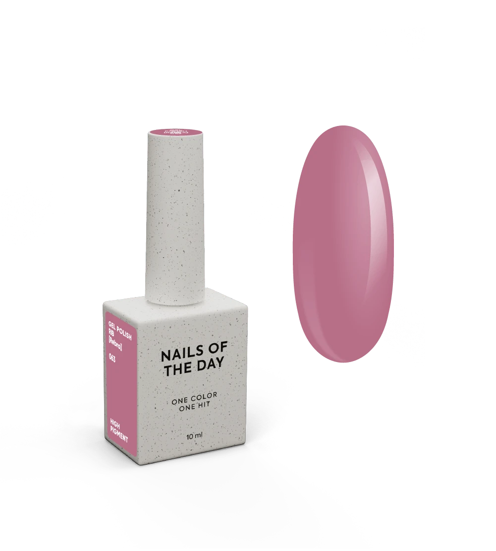 NAILSOFTHEDAY Gel Polish Rib [Rebra] 063 – Rosy Nude Gel Polish with One-Coat Coverage, 10 ml