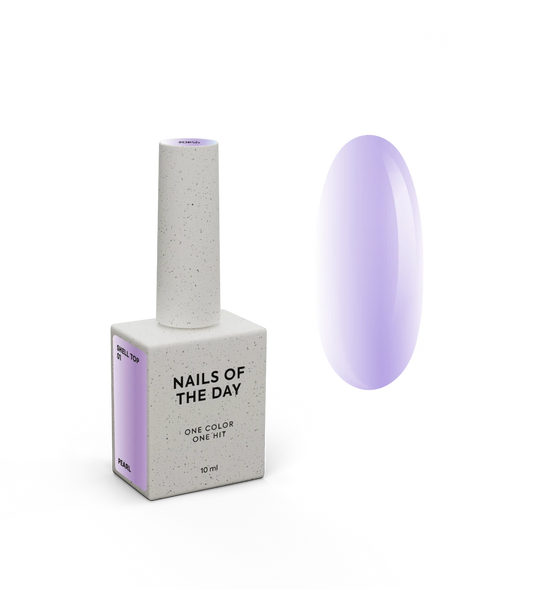 NAILSOFTHEDAY Shell Top 01 Nuova Formula — top perlato con effetto polvere viola, senza strato di dispersione, 10 ml
