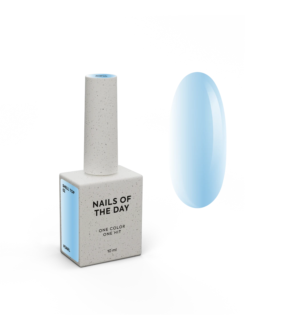 NAILSOFTHEDAY Shell Top 02 Nuova Formula — top perlato con effetto polvere blu, senza strato di dispersione, 10 ml