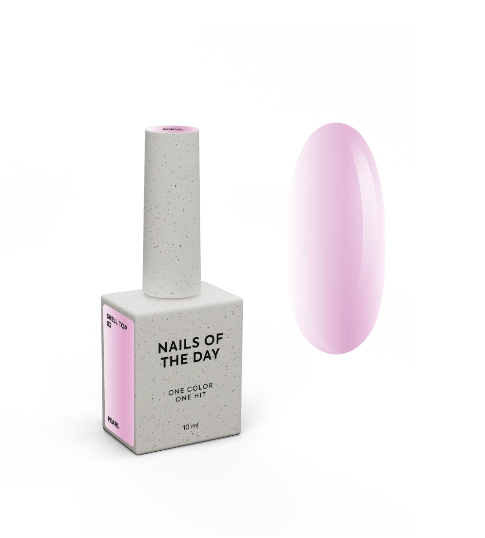 NAILSOFTHEDAY Shell Top 03 Nuova Formula — top perlato con effetto polvere rosa, senza strato di dispersione, 10 ml
