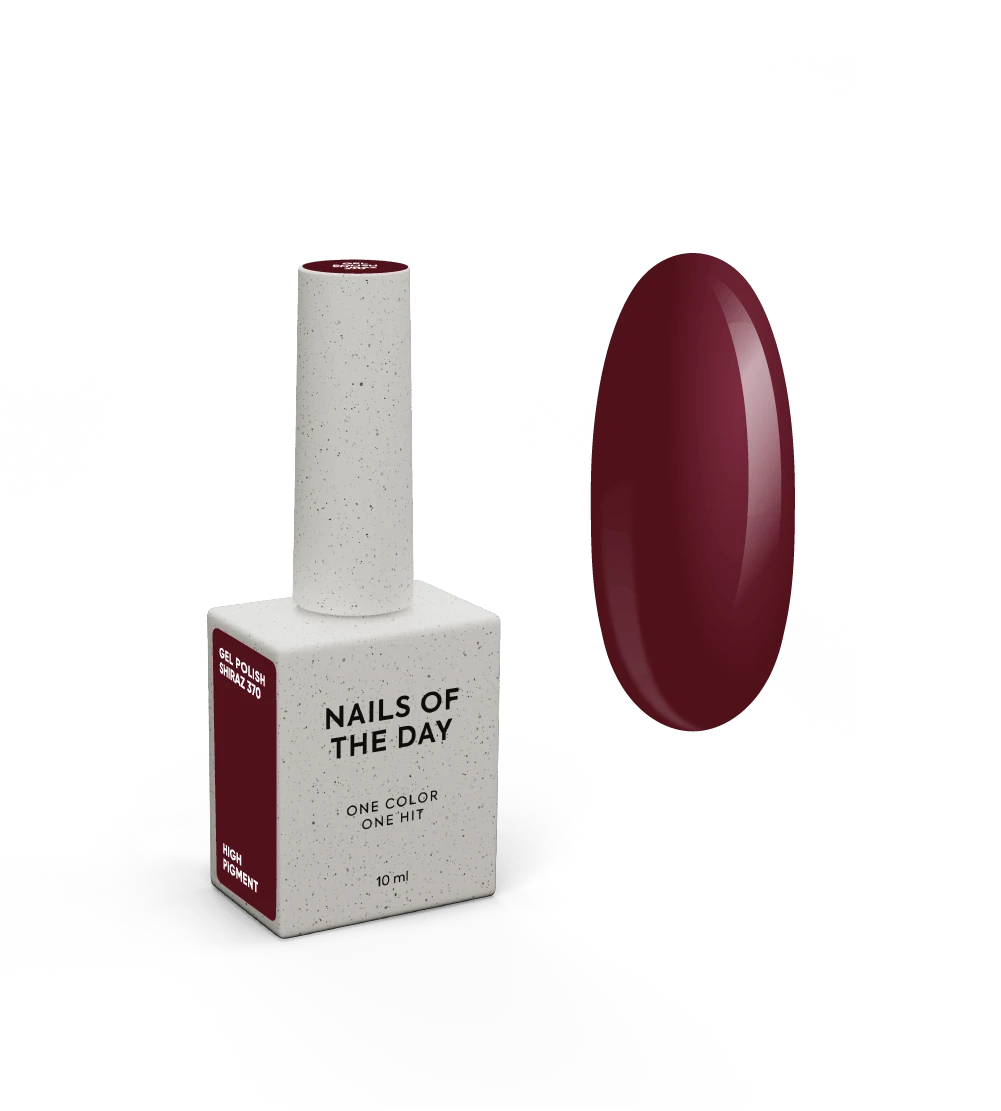 NAILSOFTHEDAY Gel Polish Shiraz 370 – esmalte semipermanente burdeos violáceo apagado, con cobertura en una sola capa, 10 ml